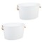 mDesign Large Metal 4.75 Gal. Beverage Tub Cooler, Bamboo Handles, 2 Pack, White